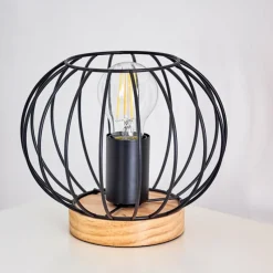 hofstein Lampe de table Refresco Bois foncé, Noir, 1 lumière