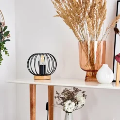 hofstein Lampe de table Refresco Bois foncé, Noir, 1 lumière