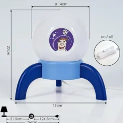 hofstein Lampe de table Rougemont LED Bleu, 1 lumière* Éclairage Led