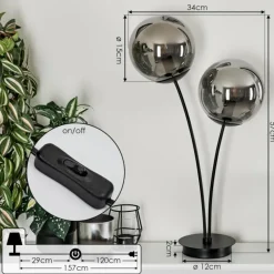 Suspension Verre Fumé-hofstein Lampe de table Salamonde Noir, 2 lumières