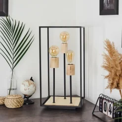 Lampes Vintages & Rétros-hofstein Lampe de table Salla Bois clair, Noir, 3 lumières