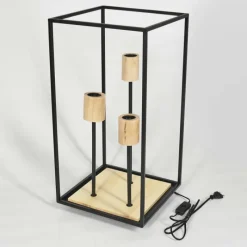 Lampes Vintages & Rétros-hofstein Lampe de table Salla Bois clair, Noir, 3 lumières