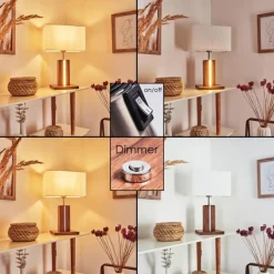 Lampes En Tissu-hofstein Lampe de table Sangineto Bois foncé, Nickel mat, Blanc, 2 lumières