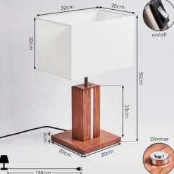 Lampes En Tissu-hofstein Lampe de table Sangineto Bois foncé, Nickel mat, Blanc, 2 lumières