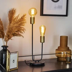 Lampes Dorées-hofstein Lampe de table Sattons Noir, 2 lumières