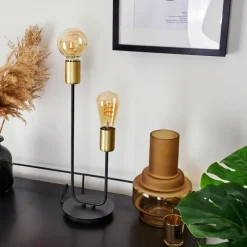 Lampes Dorées-hofstein Lampe de table Sattons Noir, 2 lumières