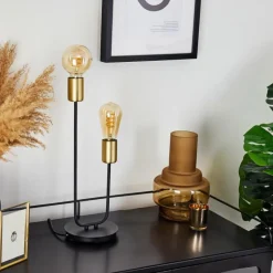 Lampes Dorées-hofstein Lampe de table Sattons Noir, 2 lumières