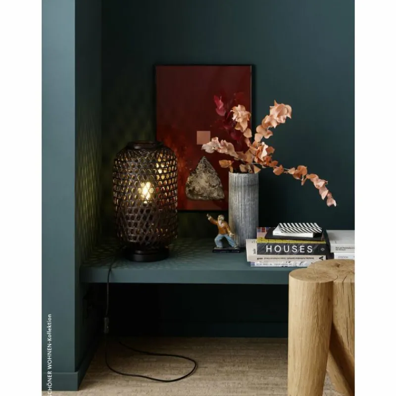 Style Boho-Chic-SCHÖNER WOHNEN-Kollektion Lampe de table CALLA Noir, 1 lumière