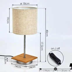 Lampes En Tissu-hofstein Lampe de table Shiburg Bois foncé, Argenté, 1 lumière