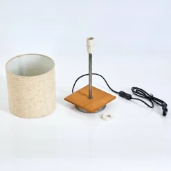 Lampes En Tissu-hofstein Lampe de table Shiburg Bois foncé, Argenté, 1 lumière