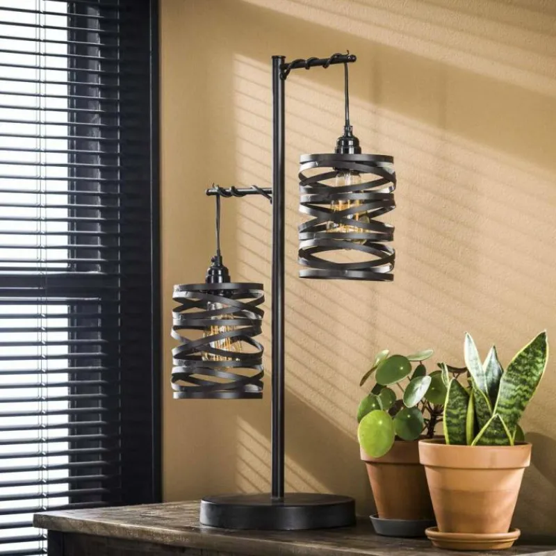 Lampes Industrielles-hofstein Lampe de table SLUIS Gris, 2 lumières