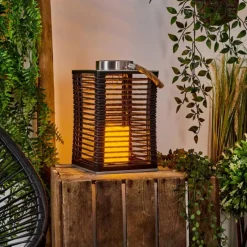 Luminaires Orientaux-hofstein Lampe de table solaire Emboque LED Brun, Écru, Nickel mat, Noir, 1 lumière