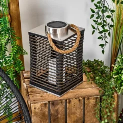 Luminaires Orientaux-hofstein Lampe de table solaire Emboque LED Brun, Écru, Nickel mat, Noir, 1 lumière