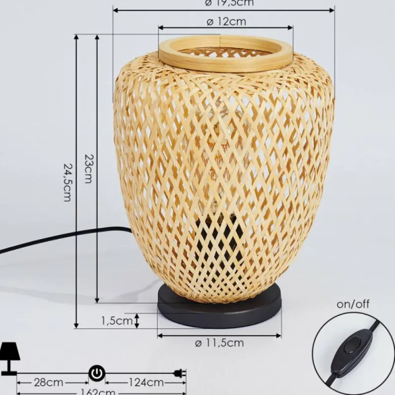 Style Boho-Chic-hofstein Lampe de table Solera Noir, 1 lumière