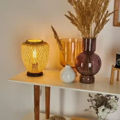 Style Boho-Chic-hofstein Lampe de table Solera Noir, 1 lumière