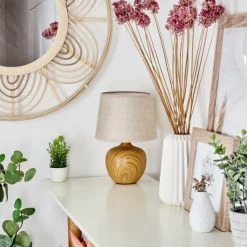 Lampes En Tissu-hofstein Lampe de table Stampa Brun, Couleur bois, 1 lumière