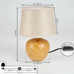 Lampes En Tissu-hofstein Lampe de table Stampa Brun, Couleur bois, 1 lumière