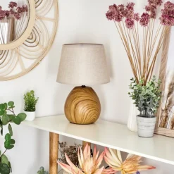 Lampes En Tissu-hofstein Lampe de table Stampa Brun, Couleur bois, 1 lumière