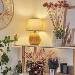 Lampes En Tissu-hofstein Lampe de table Stampa Brun, Couleur bois, 1 lumière