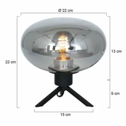 Suspension Verre Fumé-Luminaires Steinhauer Lampe de table Steinhauer Reflexion Gris, Noir, 1 lumière