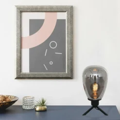 Suspension Verre Fumé-Luminaires Steinhauer Lampe de table Steinhauer Reflexion Gris, Noir, 1 lumière