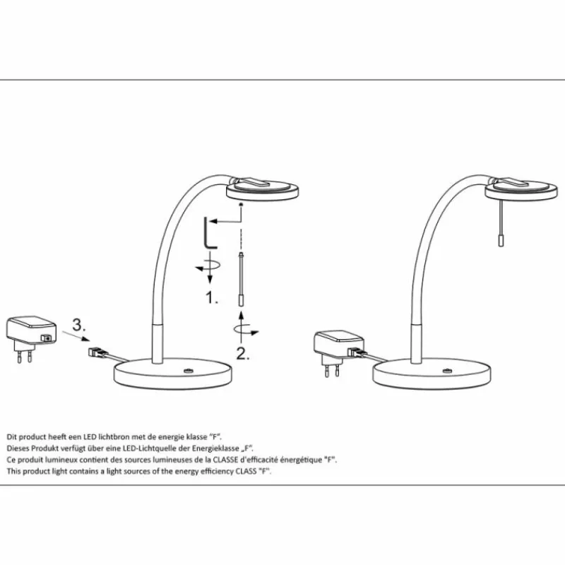 Suspension Verre Fumé-Luminaires Steinhauer Lampe de table Steinhauer Turound LED Acier brossé, 1 lumière