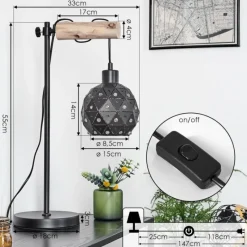 Lampes Vintages & Rétros-hofstein Lampe de table Sunasau Écru, Noir, 1 lumière