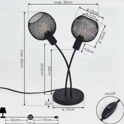 Lampes Vintages & Rétros-hofstein Lampe de table Tambo Noir, 2 lumières