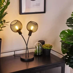 Lampes Vintages & Rétros-hofstein Lampe de table Tambo Noir, 2 lumières