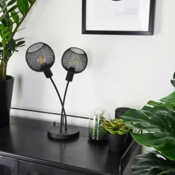 Lampes Vintages & Rétros-hofstein Lampe de table Tambo Noir, 2 lumières