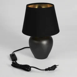 Lampes En Tissu-hofstein Lampe de table Tapona Brun foncé, Nickel mat, 1 lumière