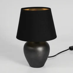 Lampes En Tissu-hofstein Lampe de table Tapona Brun foncé, Nickel mat, 1 lumière