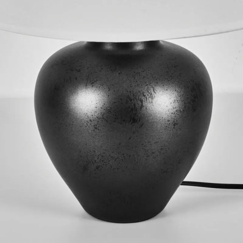 Lampes En Tissu-hofstein Lampe de table Tapona Brun foncé, Nickel mat, 1 lumière