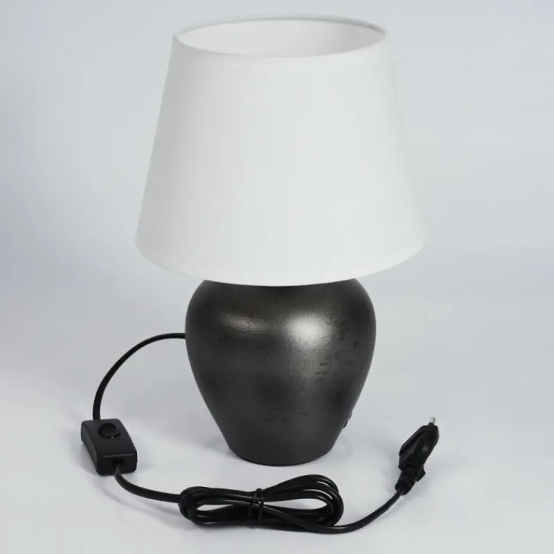 Lampes En Tissu-hofstein Lampe de table Tapona Brun foncé, Nickel mat, 1 lumière