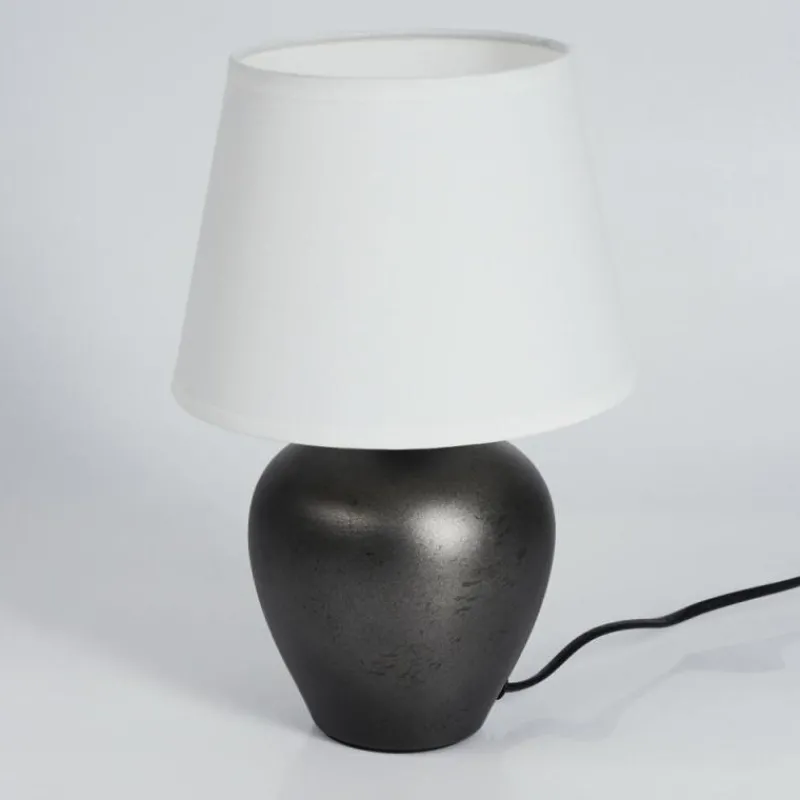 Lampes En Tissu-hofstein Lampe de table Tapona Brun foncé, Nickel mat, 1 lumière