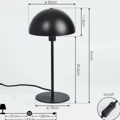 hofstein Lampe de table Tom Kings Noir, Blanc, 1 lumière
