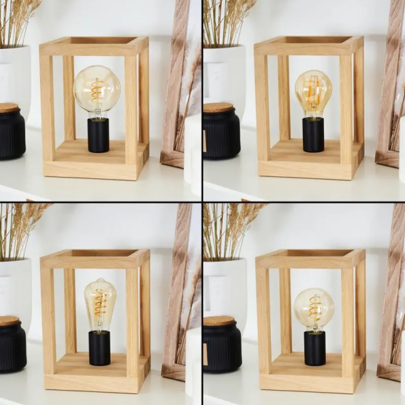 Style Boho-Chic-hofstein Lampe de table Torreglia Brun, Noir, 1 lumière