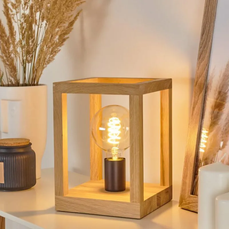 Style Boho-Chic-hofstein Lampe de table Torreglia Brun, Noir, 1 lumière