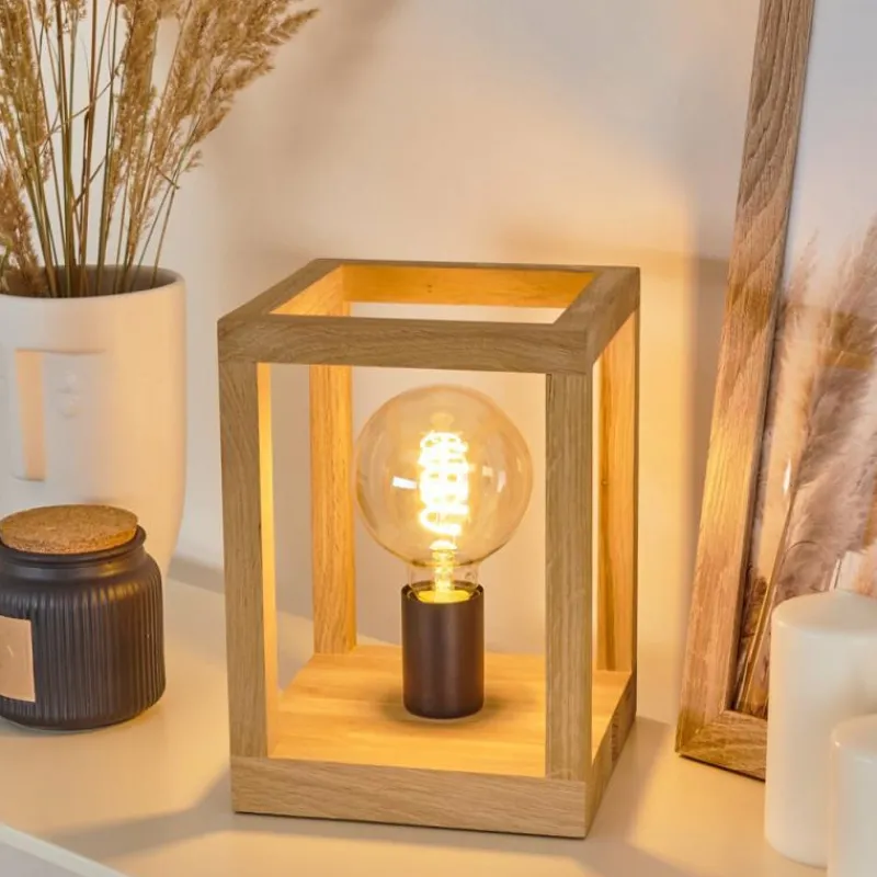 Style Boho-Chic-hofstein Lampe de table Torreglia Brun, Noir, 1 lumière