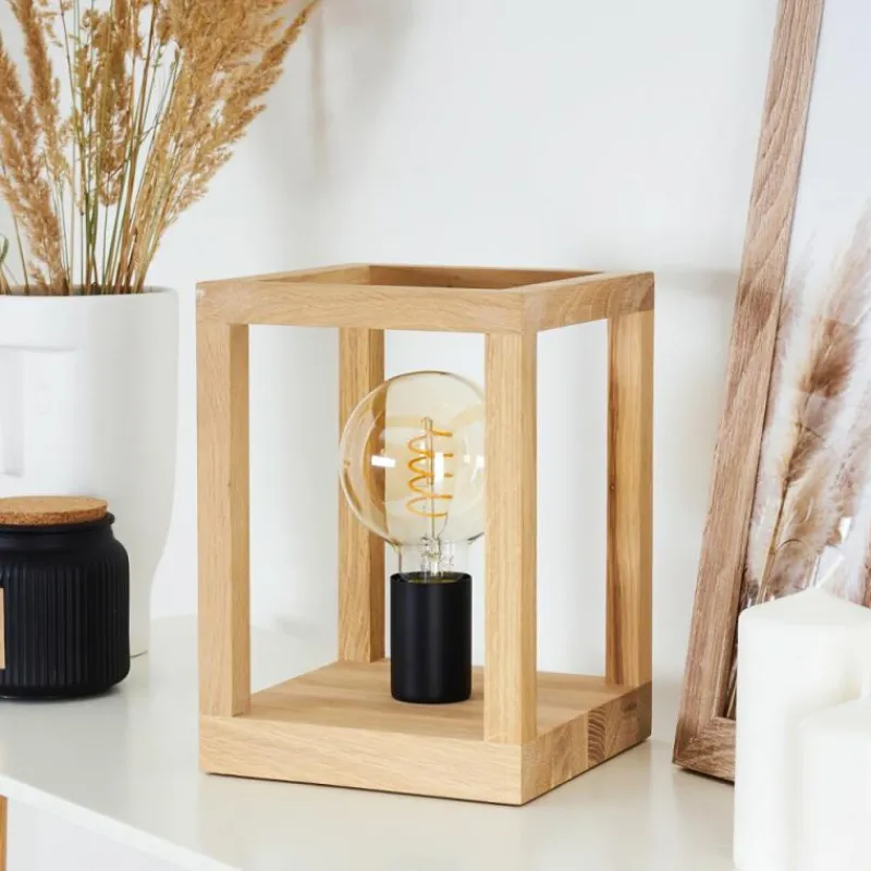 Style Boho-Chic-hofstein Lampe de table Torreglia Brun, Noir, 1 lumière