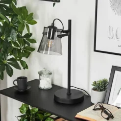 Suspension Verre Fumé-hofstein Lampe de table Trajouca Noir, 1 lumière