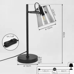 Suspension Verre Fumé-hofstein Lampe de table Trajouca Noir, 1 lumière