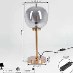 Suspension Verre Fumé-hofstein Lampe de table Verbania Laiton, 1 lumière