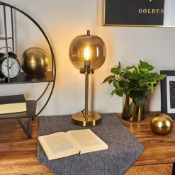 Suspension Verre Fumé-hofstein Lampe de table Verbania Laiton, 1 lumière