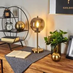 Suspension Verre Fumé-hofstein Lampe de table Verbania Laiton, 1 lumière