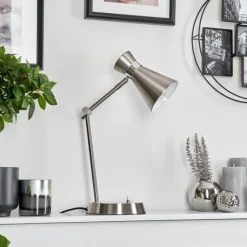 Luminaires Scandinaves-hofstein Lampe de table Vijes Chrome, Nickel mat, 1 lumière