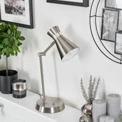 Luminaires Scandinaves-hofstein Lampe de table Vijes Chrome, Nickel mat, 1 lumière