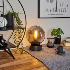 Suspension Verre Fumé-hofstein Lampe de table Vilmar Chrome, 1 lumière