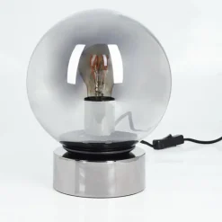 Suspension Verre Fumé-hofstein Lampe de table Vilmar Chrome, 1 lumière