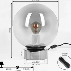 Suspension Verre Fumé-hofstein Lampe de table Vilmar Chrome, 1 lumière